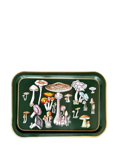 Les-ottomans Mushroom-print Tray In Green