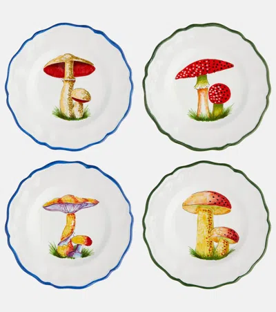 Les-ottomans Mushroom Set Of 4 Ceramic Side Plates