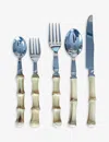 Les Ottomans Natural Bamboo Five-piece Ceramic Cutlery Set In Natural