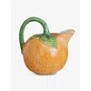 Les Ottomans Orange Orange Hand-painted Ceramic Jug 15cm In Orange