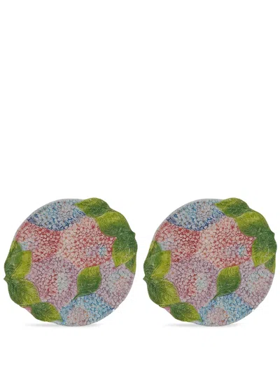 Les-ottomans Ortensie Ceramic Dinner Plates (set Of Two) In Pink