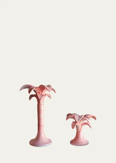 Les Ottomans Palm Candle Holder, Pink - 9.8"