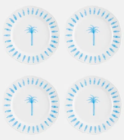 Les-ottomans Palm Set Of 4 Ceramic Dinner Plates