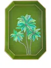 Les-ottomans Palms Decorative Metal Tray (43cm X 30cm) In Green