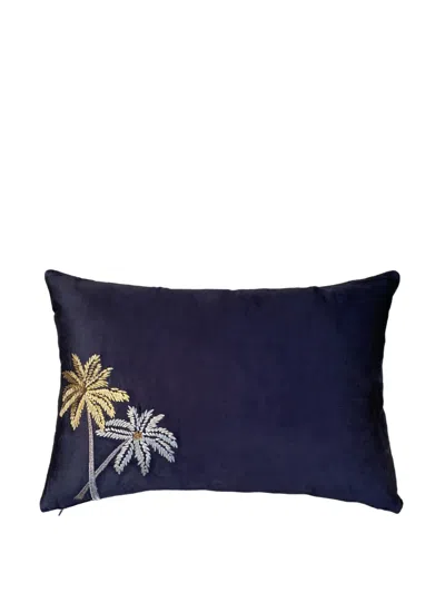 Les-ottomans 'palms' Velvet Cushion In Black