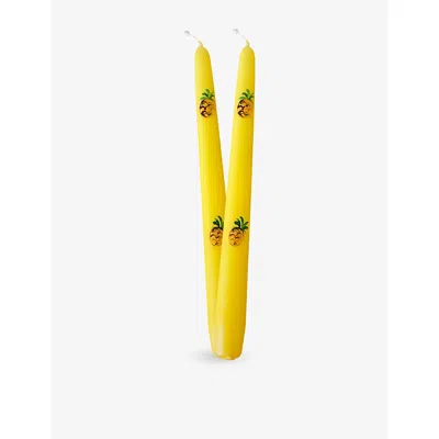 Les Ottomans Pineapple Hand-painted Set Of Two Wax Candlesticks 24cm