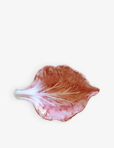 Les Ottomans Radicchio Leaf-shape Small Ceramic Bowl 23 X 23cm In Multi