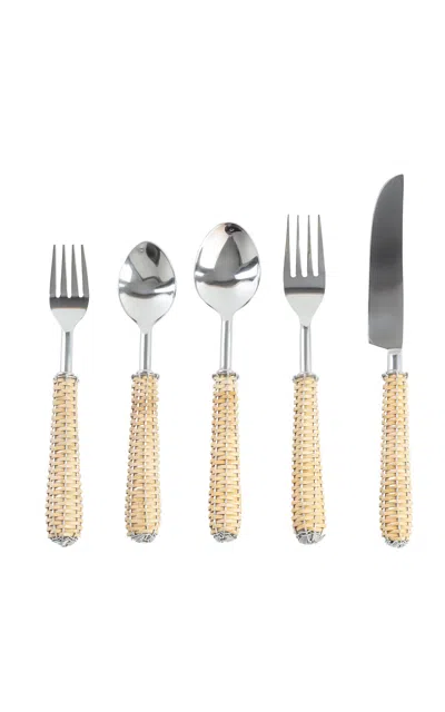 Les-ottomans Rattan (cutlery Set) In Multi