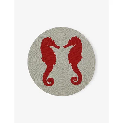 Les Ottomans Sea Horse Bead-embellished Tablemat 38cm