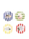 Les-ottomans Sea Stripes Plates (set Of Four) In Multi