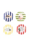 Les-ottomans Sea Stripes Plates (set Of Four) In Multi