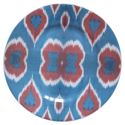 Pre-owned Les Ottomans Set Of 2 Ceramic Ikat Dessert Plates - Style #76 In Gray