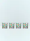 Les Ottomans Set Of Four Floral Crystal Tumblers In Clear