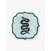 Les Ottomans Snake Embroidered Set Of Two Fabric Coasters 15cm
