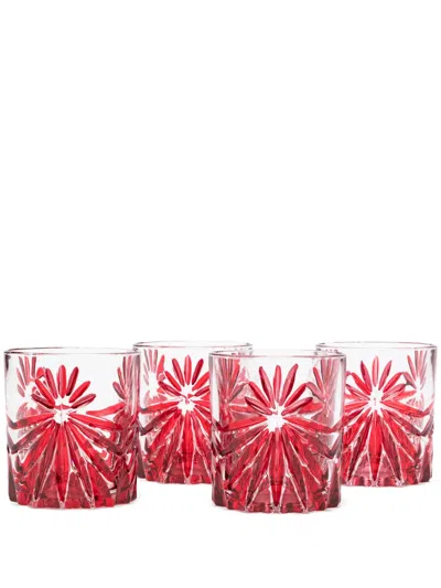 Les-ottomans Stars Glasses (set Of Four) In 红色