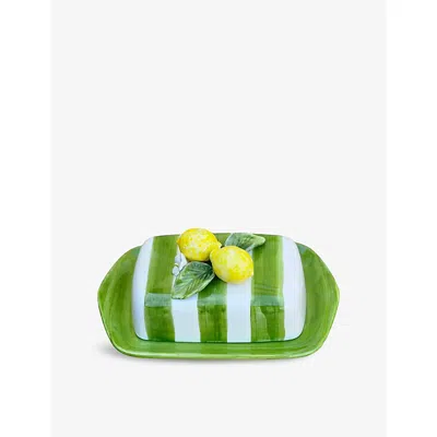 Les Ottomans Striped Ceramic Butter Dish 22cm