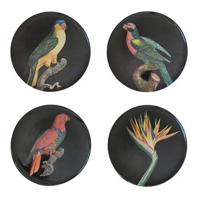 Pre-owned Les Ottomans The Black Collection Porcelain Dinner Plate - Mix Set Of 4