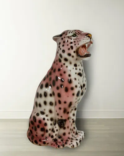 Les Ottomans The Jungle Handpainted Ceramic Sculpture In Leopard