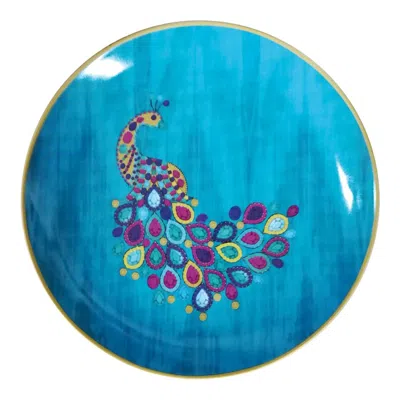 Pre-owned Les Ottomans "the Peacock Design" Small Porcelain Plate By Matthew Williamson In Blue