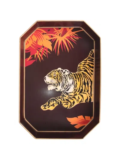 Les-ottomans Tiger-print Tray In Multi
