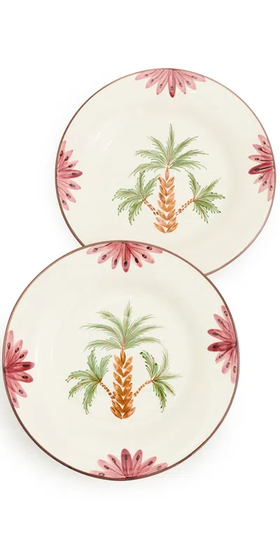 Les Ottomans Tree Hand Painted Salad/dessert Plate Green/brown/pink