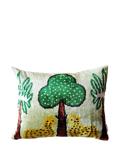 Les-ottomans Tree-print Silk Cushion (40cm X 50cm) In Multi