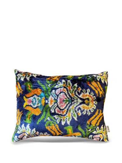 Les-ottomans Velvet Patterned Cushion (50cm X 40cm) In Multi