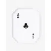 Les Ottomans Ace Of Clubs Printed Iron Tray White And Black