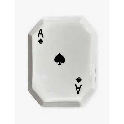 Les Ottomans Ace Of Spades Printed Iron Tray White And Black