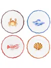 Les-ottomans White La Menagerie D'été Ceramic Salad Plate Set In White