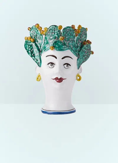 Les Ottomans Woman Cacti Vase In Blue