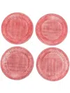 Les-ottomans Woven Porcelain Plates (set Of Four) In Red