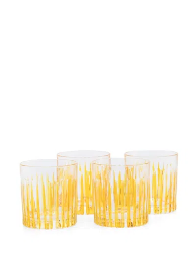 Les-ottomans Crystal Water Tumblers (set Of Four) In Yellow