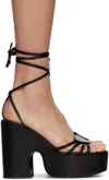 Les Petits Joueurs Black Bianca Heart Platform Sandals In Black
