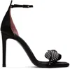 Les Petits Joueurs Black Norma 100 Heeled Sandals In Satin Black Strass C