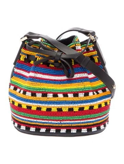 Pre-owned Les Petits Joueurs Leather Bucket Bag In Black