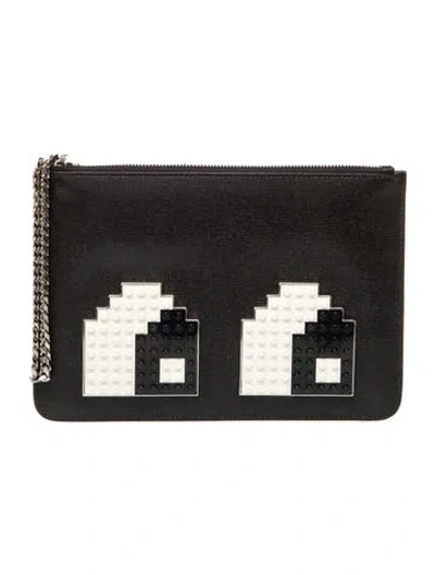 Pre-owned Les Petits Joueurs Leather Clutch W/ Tags In Black
