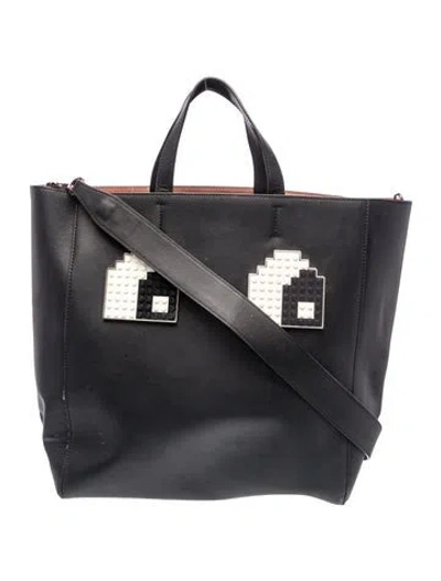 Pre-owned Les Petits Joueurs Leather Top Handle Bag In Black