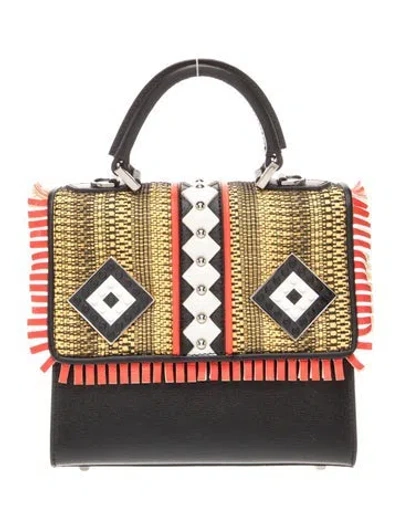 Pre-owned Les Petits Joueurs Leather Top Handle Bag In Black