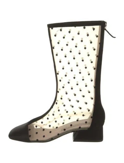 Pre-owned Les Petits Joueurs Mesh Polka Dot Print Boots In Black