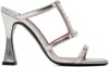 Les Petits Joueurs Silver Hoya Heeled Sandals In Laminato Argento + C