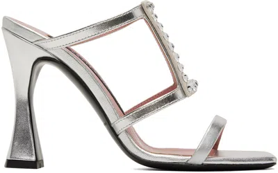 Les Petits Joueurs Silver Hoya Heeled Sandals In Laminato Argento + C