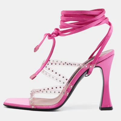 Pre-owned Les Petits Joueurs Size 39 Pink/transparent Pvc And Satin Ankle Strap Sandals