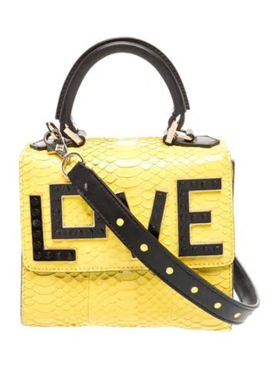 Pre-owned Les Petits Joueurs Water Snake Top Handle Bag In Yellow