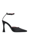Les Petits Joueurs Woman Pumps Black Size 12 Textile Fibers, Soft Leather