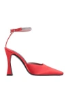 Les Petits Joueurs Woman Pumps Red Size 12 Textile Fibers, Soft Leather In Red