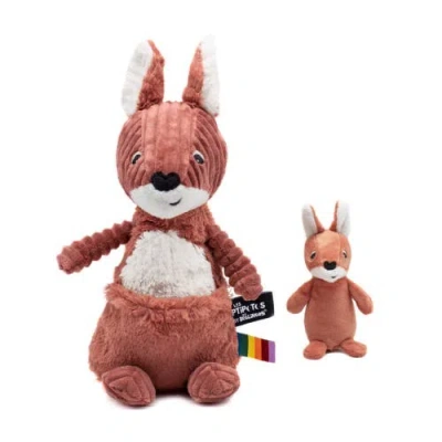 Les Ptipotos Kids'  Kangaroo Mom & Her Baby In Brown