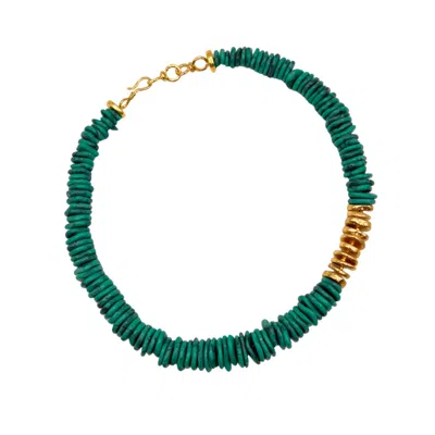 Les Reines Women's Blue / Gold Azur - Arizona Turquoise Beaded Necklace  With 24k Plated Beads In Multi