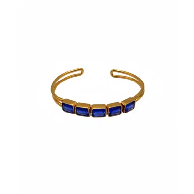 Les Reines Women's Blue / Gold The Celestial With Blue Quartz - Cuff Bracelet 24k Gold Plated