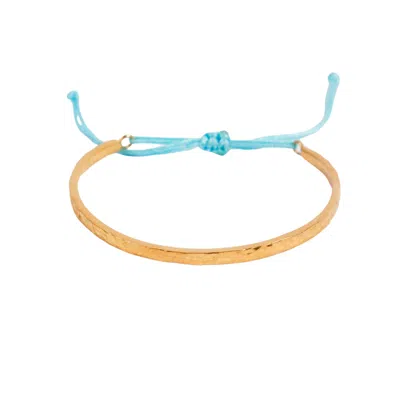 Les Reines Women's Blue / Gold Turquoise Elegance - Hammered Bracelet 24k Gold Plated